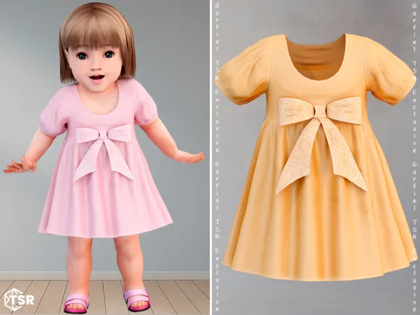 Maxis Match Puffy sleeve infant dress with oversized bow by Garfiel - The Sims 4 Custom Content