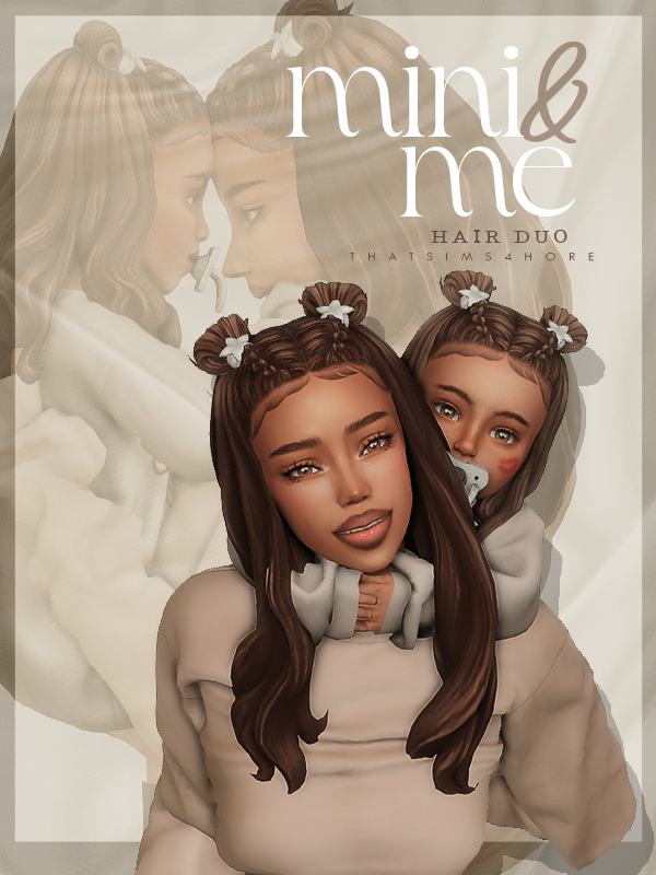 Maxis Match mini and me hair duo by simsfinds - The Sims 4 Custom Content
