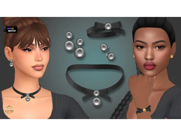 Maxis Match Concave disc jewelry set by NataliS - The Sims 4 Custom Content