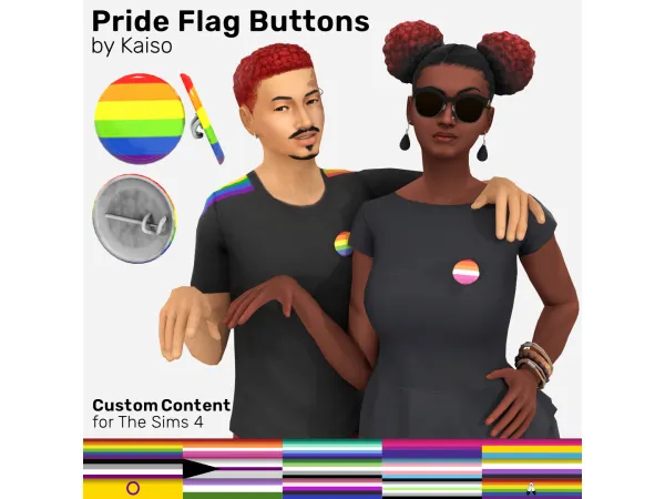 Maxis Match Pride Flag Buttons by Kaiso - The Sims 4 Custom Content
