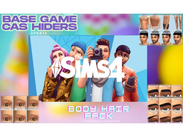 Mix Base Game CAS Hiders Update Body Hair Pack by AstriSim - The Sims 4 Custom Content