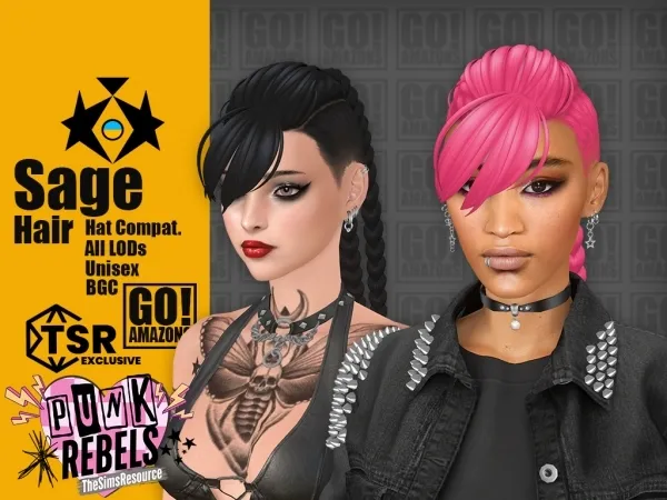 Maxis Match Sage Hair (Punk Rebels) - The Sims 4 Custom Content