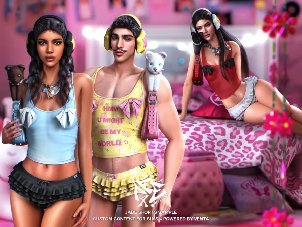 Alpha pare jade shorts sample - The Sims 4 Custom Content