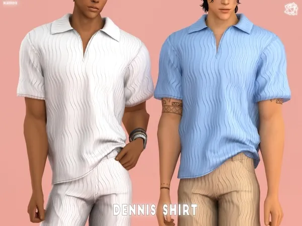 Alpha Dennis Shirt bluerosesims - The Sims 4 Custom Content