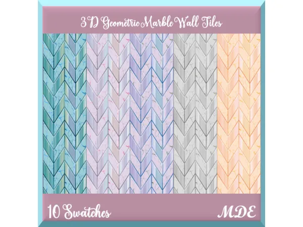Mix 3D Geometric Marble Wall Floor Tiles by MDE - The Sims 4 Custom Content