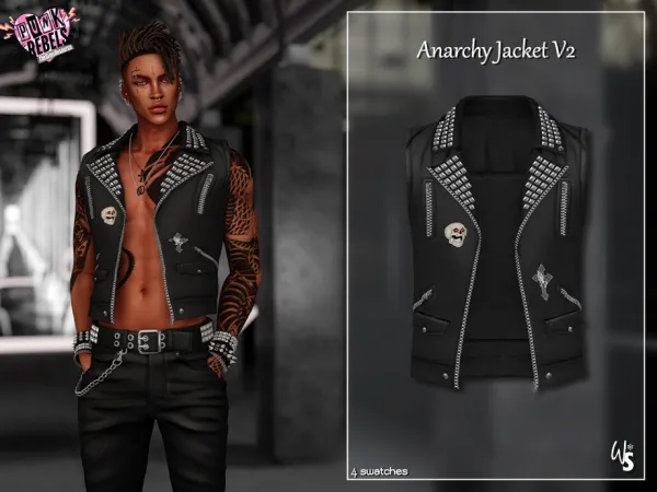 Alpha Anarchy Leather Jacket v2 - The Sims 4 Custom Content