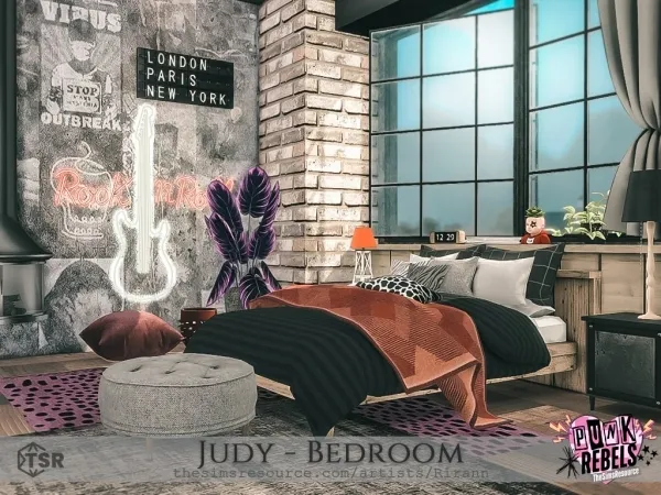Alpha Punk Rebels Judy Bedroom - The Sims 4 Custom Content