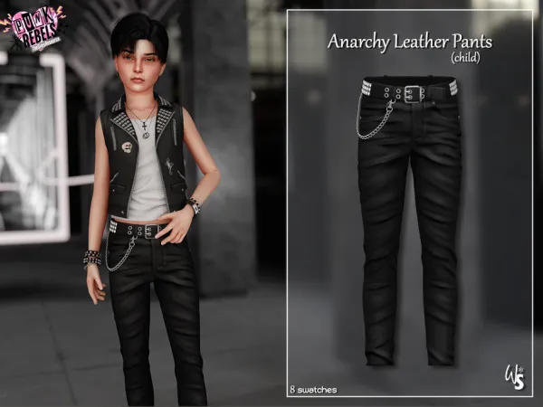 Alpha Anarchy Leather Pants (child) - The Sims 4 Custom Content
