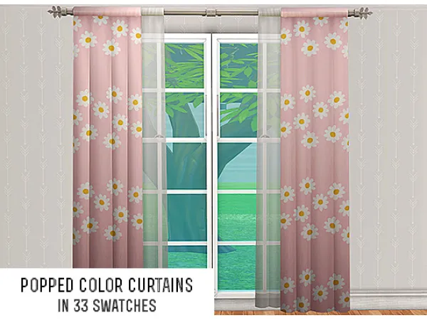 Sims 2 Mix  CC: [ts2] popped color curtains - in 33 swatches by linacheries