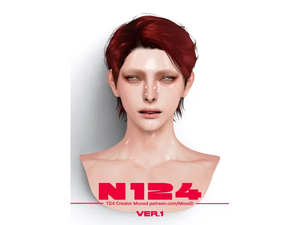 Alpha MoooD Hair N124 VER1 - The Sims 4 Custom Content