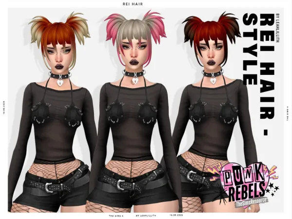Mix Punk Rebels Rei Hairstyle by Leah_Lillith - The Sims 4 Custom Content