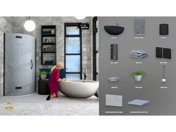Maxis Match Modern Bathroom Part 2 by Modco Studios - The Sims 4 Custom Content