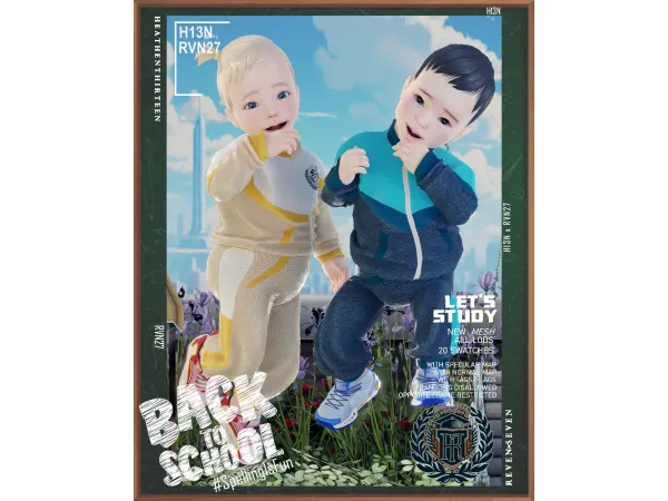 Alpha Infant's Sports Track Suit Zip Up Jacket by rvn2seven - The Sims 4 Custom Content