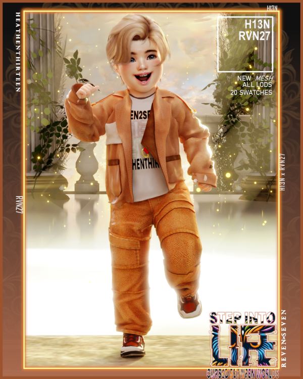 Alpha Toddler's Leather Trench Jacket and Graphic Shirt by simsfinds - The Sims 4 Custom Content