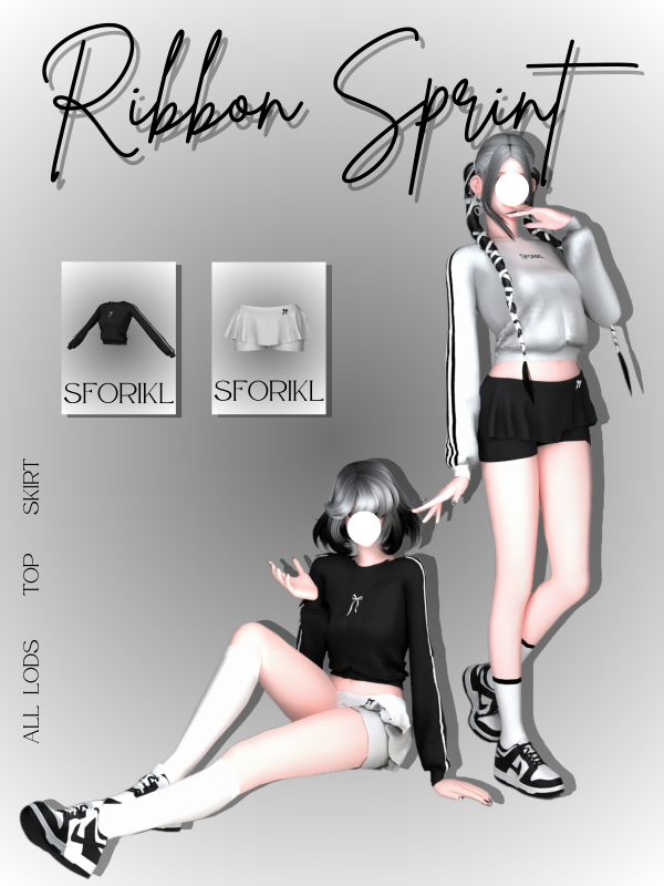 Maxis Match SforiklRibbon Sprint Top Skirt by simsfinds - The Sims 4 Custom Content