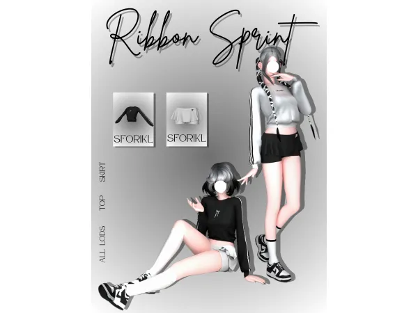 u3010Sforiklu3011Ribbon Sprint Top & Skirt