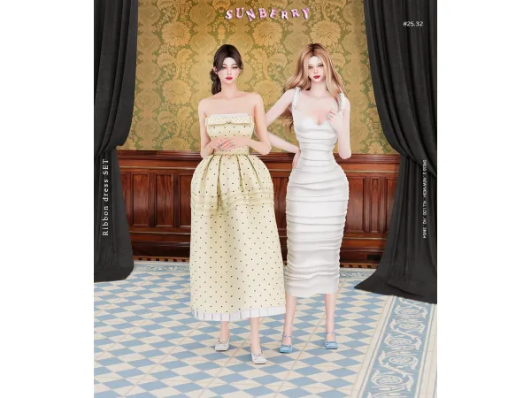 Alpha [SUNBERRY] 2532 Ribbon dress set - The Sims 4 Custom Content