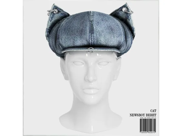 Alpha Cat Newsboy Beret by mirosims2020 - The Sims 4 Custom Content