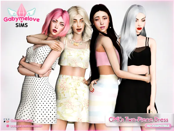 Alpha GML's Two Piece Dress [HQ] Updated 2025 by GabymeloveSims - The Sims 4 Custom Content