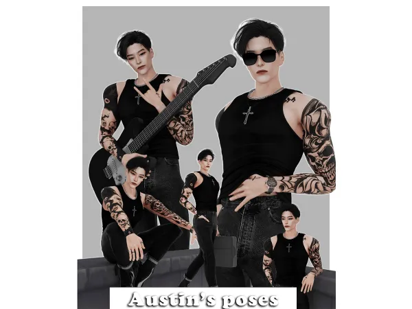 Alpha Austin poses by Meow_creator - The Sims 4 Custom Content