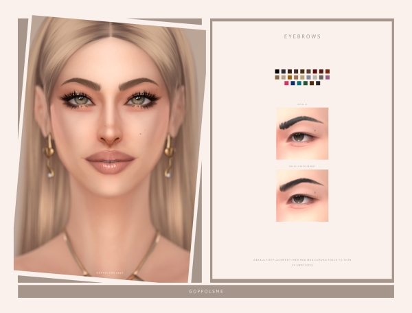 Mix GPME GOLD Eyebrows Default Replacement 025MedMedMedCurvedThickToThin by simsfinds - The Sims 4 Custom Content