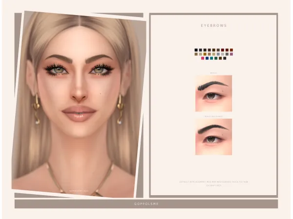 Mix GPME GOLD Eyebrows Default Replacement 025MedMedMedCurvedThickToThin by goppolsme - The Sims 4 Custom Content