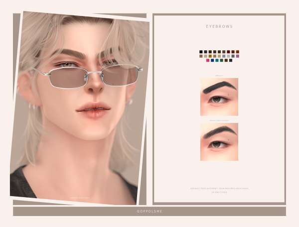 Mix GPME GOLD Eyebrows Default Replacement 024ThinMedMedArchHigh by simsfinds - The Sims 4 Custom Content