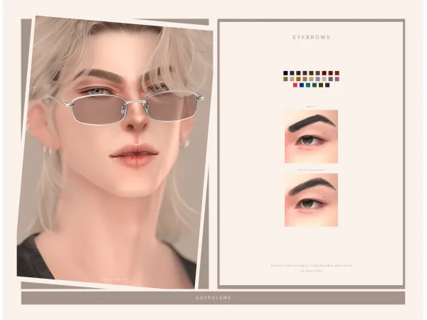 Mix GPME GOLD Eyebrows Default Replacement 024ThinMedMedArchHigh by goppolsme - The Sims 4 Custom Content