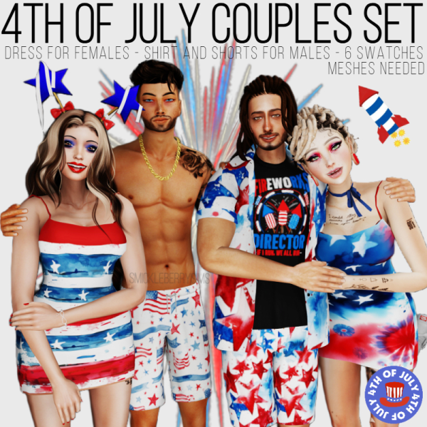 Mix Forth of July Couples Set by simsfinds - The Sims 4 Custom Content