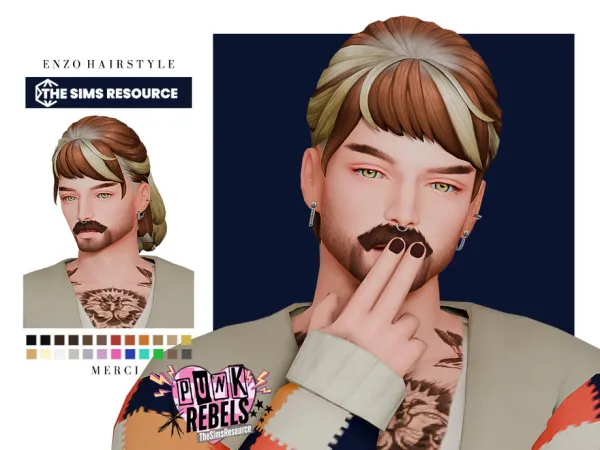 Maxis Match Punk Rebels Enza Hairstyle by -Merci - The Sims 4 Custom Content