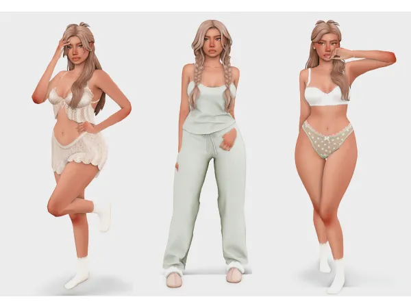Maxis Match cozy pajamas sims 4 lookbook by boujeesimss - The Sims 4 Custom Content