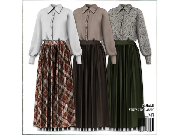 Alpha Female Vintage Classic Set by mirosims2020 - The Sims 4 Custom Content