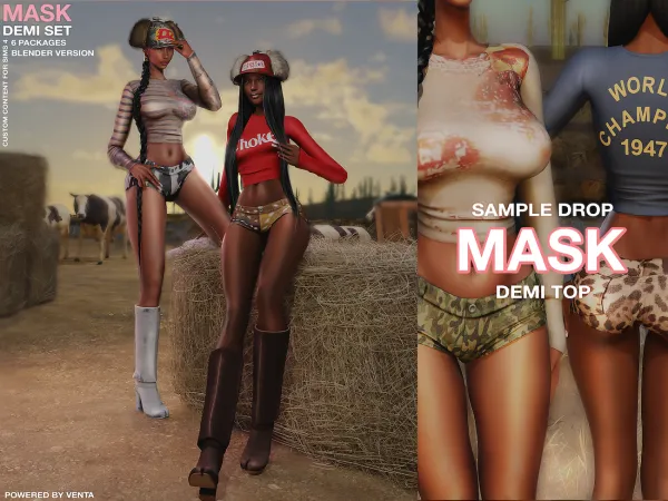 Alpha mask demi top sample - The Sims 4 Custom Content
