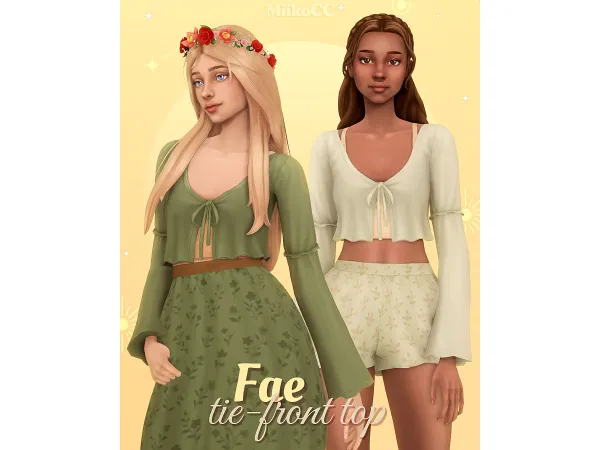 Maxis Match Fae tie front top by miikocc - The Sims 4 Custom Content