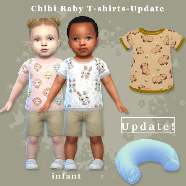 Alpha Baby T shirts Chibi Update by simsfinds - The Sims 4 Custom Content