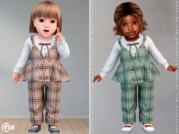 Alpha Plaid infant outfit with blouse by Garfiel - The Sims 4 Custom Content