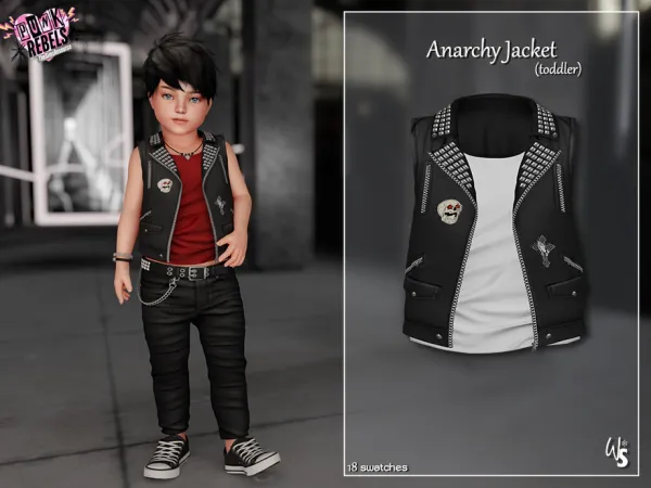 Alpha Anarchy Leather Jacket (toddler) - The Sims 4 Custom Content