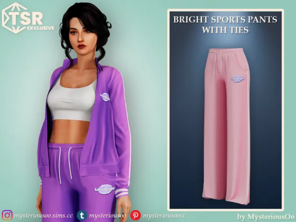 Alpha [LookBuilder] Bright sports pants with ties by thesimsresource - The Sims 4 Custom Content