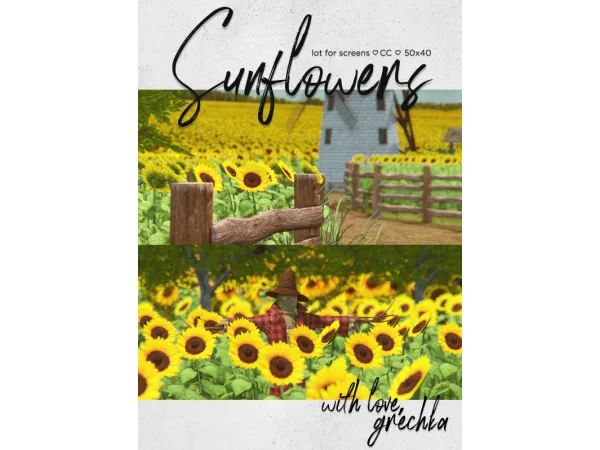 Alpha lot for screens Sunflowers by grechka - The Sims 4 Custom Content