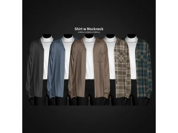 Alpha Shirt w Mockneck by gorillax3 - The Sims 4 Custom Content