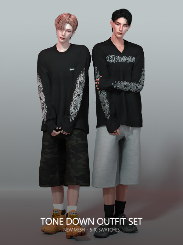Alpha Tone Down Outfit Set by simsfinds - The Sims 4 Custom Content