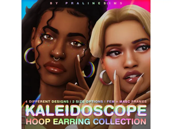 Maxis Match KALEIDOSCOPE Hoop Earring Collection by Pralinesims - The Sims 4 Custom Content