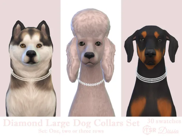 Maxis Match Diamonds Large Dog Collars Set by Dissia - The Sims 4 custom content