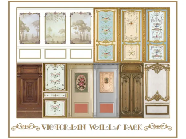 Lost CC: Victorian Walls Pack from Sims 4 Designs by simstry