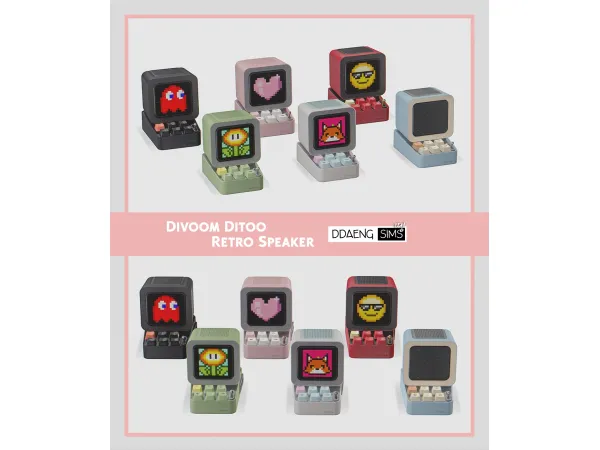 Sims 2 Alpha  CC: Ddaeng- 4t2 - Divoom Ditoo Retro Speaker by Vichniovaia Vichnia