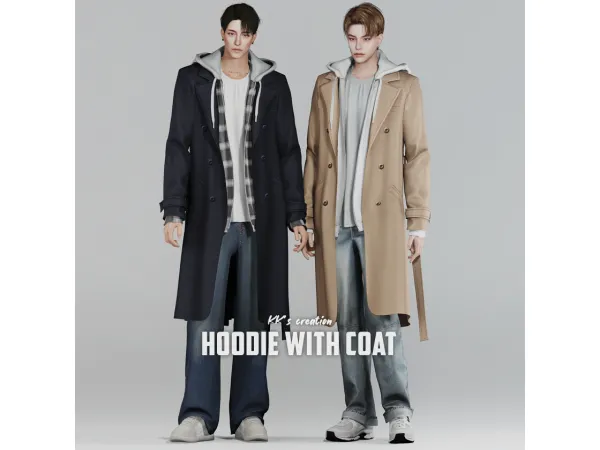 Alpha [KK] Hoodie with coat by KK_creations - The Sims 4 Custom Content