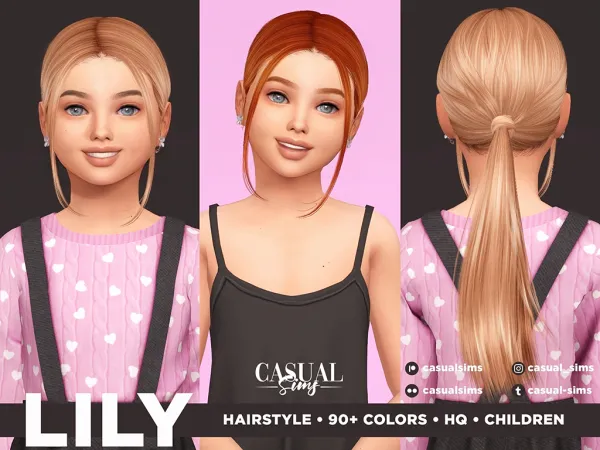 Alpha Lily Hairstyle for Children Version without Strands - The Sims 4 Custom Content