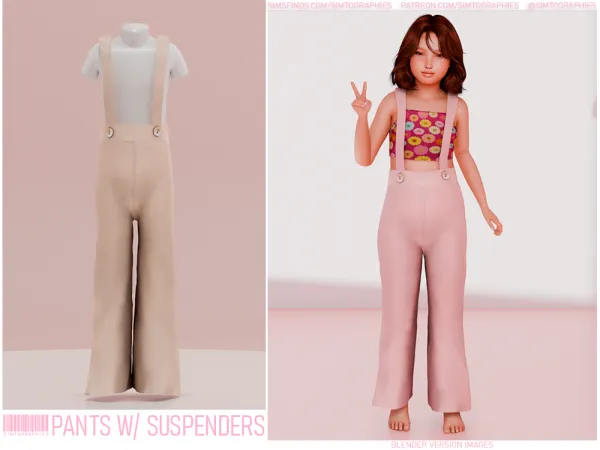 Alpha Pants With Suspenders (for Kids) by simtographies - The Sims 4 Custom Content