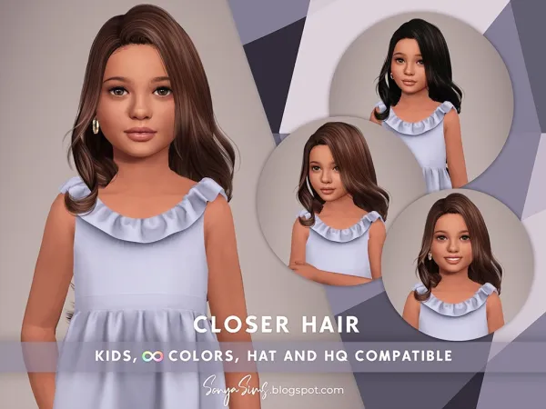 Alpha Closer Hair Kids - The Sims 4 Custom Content