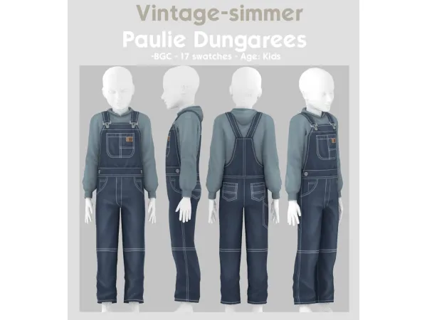 Maxis Match Maxis Match dungarees for Kids simmer by vintage - The Sims 4 Custom Content